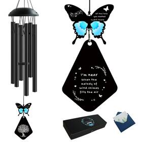 Ca10038 Cakawind Memorial Wind Chimes For Loss Of Loved One 32 Inch Butterfly Sympathy