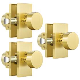 Sy2129-sb-3 Calzibeno Satin Brass Privacy Door Knobs 3 Pack Zinc Alloy Heavy Dutydoor Knob Brushe