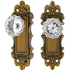 Ceymio 635408122575 Gold Dummy Door Knobs Interior Brass 2 Pack Doorknob Crystal Glass Closet Doo