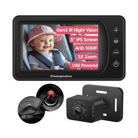 C-s100p-5-bk Chuanganzhuo S100p Baby Car Camera With Gen 2 Night Vision 5ftft Hd 1080p Ips Bab... Fast Ship