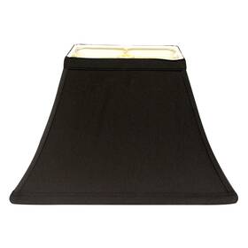 Hi01580 Cloth & Wire And Rectangle Bell Hardback Lampshade With Washer Fitter Black Natural