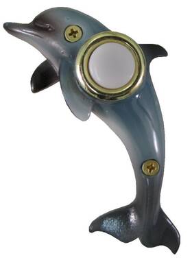 Dbp-024 Companys Coming Inc. Surface Mount Push Button Doorbell Hand Painted Dolphin Colorful Polyresin