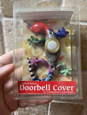Dbp-074 Companys Coming Inc. Lighted Button Painted Gecko Door Bell Cover By