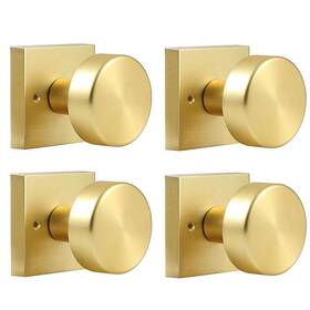 Coolnews 658359051251 4 Pack Gold Dummy Door Knobs Interior Single Sided Square Modern Du