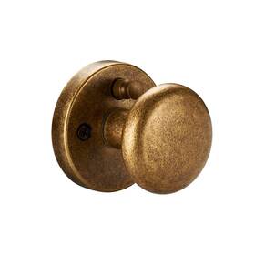 Knob01 Dairazan Antique Brass Privacy Door Knob Classic Round Design With Push-button Lo