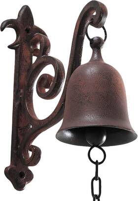 8541853153 Deconoor Vintage Cast Iron Dinner Bell As Entry Door Outside Hanging Decor Brown