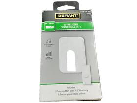Defiant 058219248423 Wireless Battery Operated Doorbell Kit With Push Button White