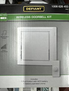 1008-626-453 Defiant Wireless Battery Operated Doorbell Kit Push Button Chime 18000315