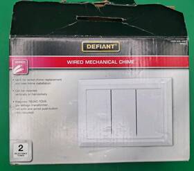 1008626449 Defiant Wired Mechanical Doorbell Chime White Open Box