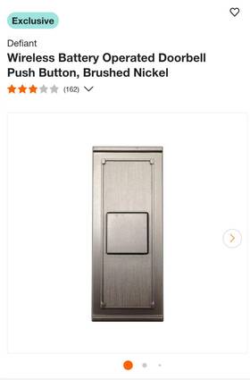 18000017 Defiant Wireless Battery Operated Doorbell Push Button Brushed Nickel