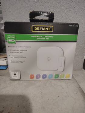18000028 Defiant Wireless Led Illuminated Battery Operated Doorbell With Push White