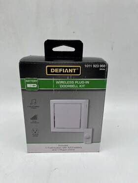 18000306 Defiant Wireless Plug-in Doorbell Kit With 1 Push Button White