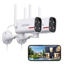 Dc4l2 Dekco Outdoor Security Camera - 2k Pan Rotating 180 Wired Wifi Cameras For Dc4l2 Dekco Outdoor Security Camera - 2k Pan Rotating 180 Wired Wifi Cameras For