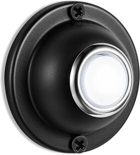 Dreyoo 313050191117 Round Metal Doorbell Push Button Black Wired Lighted Up Led But