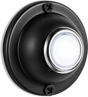 Dreyoo 313050594505 Door Bell Button Round Metal Doorbell Black Wired Lighted Up Led