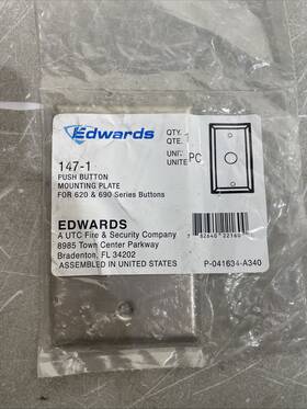 147-1 Edwards 542640221600 Signaling Push Button Mounting Plate Silver