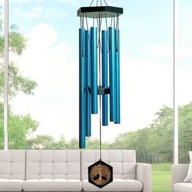 Eiry-trb001-b Eiryhope Tree Of Life Memorial Wind Chimes For Loss Loved One - 32 Inch Soothing Blue S