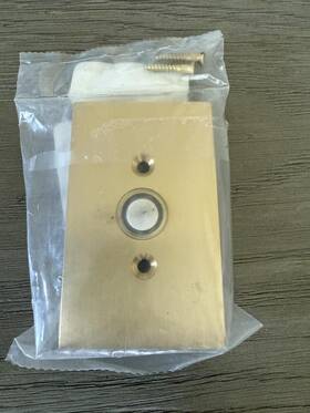 24634 Emtek Door Bell Button With Mod Rectangle Rosette Satin Brass