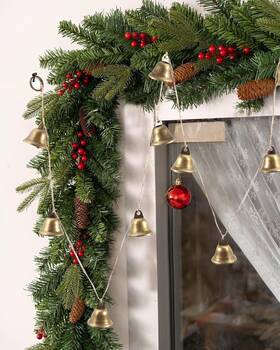 Dd-sd-11ld Fahe Christmas Bell Garland For Mantel Decor 6ft String Of 11 Jingle Bells Bronze