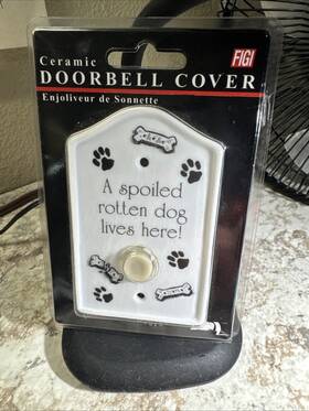 Figi Graphics 092626345610 1999 Ceramic Doorbell Cover Inch A Spoiled Rotten Dog Lives Here Bone