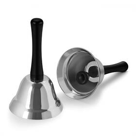 Flexzion 810043280532 Hand Bell For Service - Loud Dinner Desk Bells With Black Handle Silve