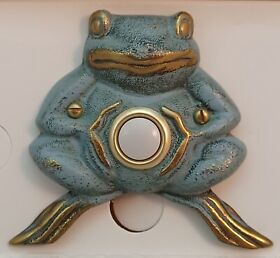 Cvdb16 Flora And Fauna Solid Brass Frog Froggie #cvdb16 Button Doorbell Green Patina U