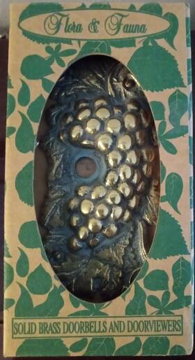 Cvv103 Flora & Fauna Vtg And Solid Brass Verdigris Doorbell Plate / New Open Box