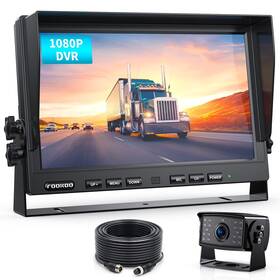 Fookoo 707995963913 10 Inch 1080p Wired Backup Camera System 10-inch Hd Dual Split Screen