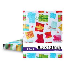 Pobm-gift-2 Fosmon #2 Gift Poly Bubble Mailer 8.5 X 12 Inches 5 Pack Lightweight Water