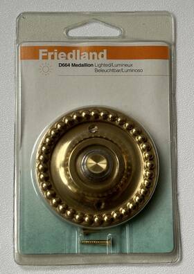 D664 Friedland Medallion Lighted Illuminated Door Bell Brass Round Circle 8v 2a