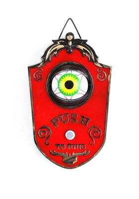 Fun4298 Fun Costumes Animated Red Doorbell Halloween Front Door Decoration Eyeball L
