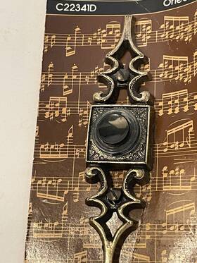 4318001062 Ge Vintage Door Bell Button Ornate Metal 1976 Unlighted C22341 Black/brass
