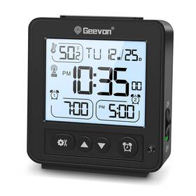Us-86116c-2-b Geevon Small Digital Alarm Clock For Heavy Sleepers Portable Travel Atomic C