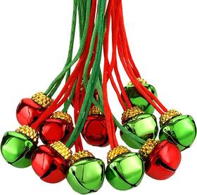 Gejoy 313035055069 36 Pieces Christmas Bell Necklaces Holiday With Ribbon
