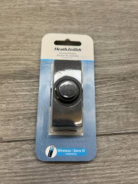 18000159 Globe Heath Zenith Satin Nickel Black Plastic Wireless Pushbutton Doorbell