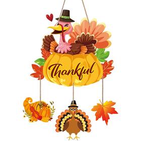 Gogobay 669416488552 Thanksgiving Turkey Door Hanging For Front Porch Autumn Farmhouse Si