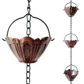Chain-602 Gronhof Copper Lotus Rain Chain 8.7 Ft Decorative Metal Catcher With 12 Cups G