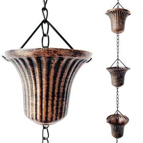 Chain-606 Gronhof Copper Bell Rain Chain 8.7 Ft Decorative Metal Catcher With 12 Cups Gu