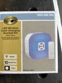 1004 Hampton Bay Led Wireless Color Changing Doorbell Kit White Finish 552 240