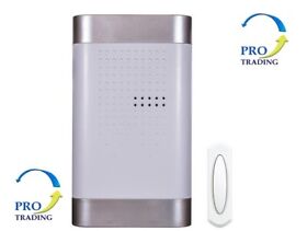 Hb-7314-00 Hampton Bay Wireless Battery Operated Door Bell Kit In White With Nickel Trim