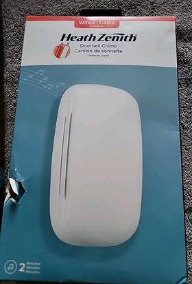 615-0035-tr-fwh Heath / Zenith Wired Door Chime Bell 2 Note Melody Traditional Decor White Nib