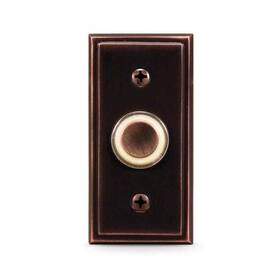 91008723 Heath Zenith Oil Rubbed Bronze Metal Wired Lighted Push Doorbell Button