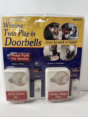 Cb-6151 Heathzenith 2pk Heath Zenith Wireless Plug-in Door Chime 75ft Off White - Nos New
