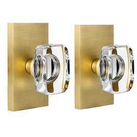 Hiemey 653858023204 Satin Brass Crystal Glass Dummy Door Knob Interior Gold For