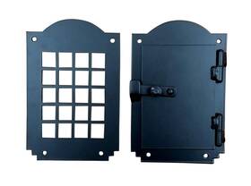 Homemo 705332364652 Hinged Door Speakeasy Grille Viewer Rustic Hardware Arched Style Black