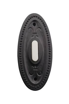 Homenhancements 786929200492 Matte Black Traditional Oval Doorbell Wired Button Decorative Door