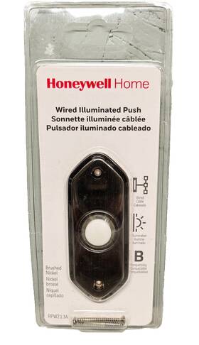 Rpw213a1006 Honeywell Home Wired Doorbell Push Button Brushed Nickel Illuminated Rpw213a Inch B