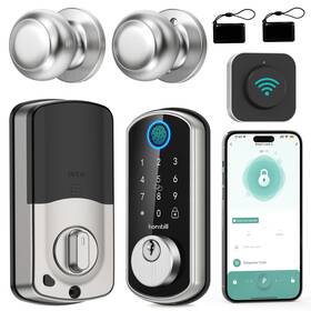 Y4-swfkn-h-tnn Hornbill Wifi Keyless Entry Door Lock With Handle Silver Smart Front L