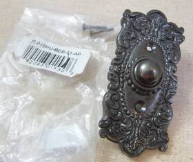 R-010hu-bdb-01-ap House Of Antique Hardware New Victorian Decorative Cast Brass Doorbell Button Pewter Finish