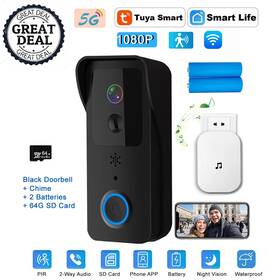 Huntertbk 705353108143 Wifi Video Doorbell Tuya Smart Wireless Intercom Waterproof Camera Ringing Bell